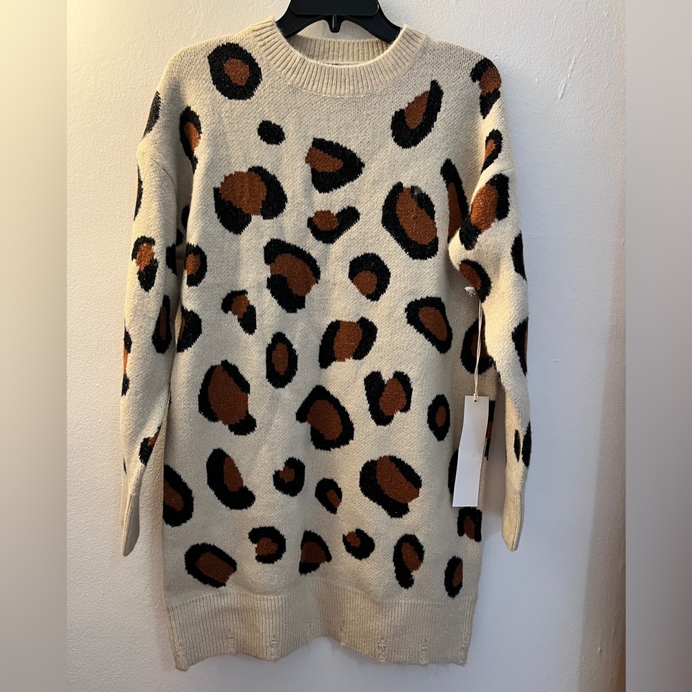 Lumiere Leopard Sweater Dress Size Small NWT